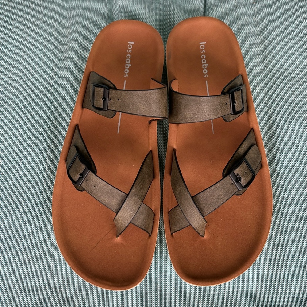 New los Cabos Nin, brown adjustable, strappy woman’s sandals, size 42EU /10-11US